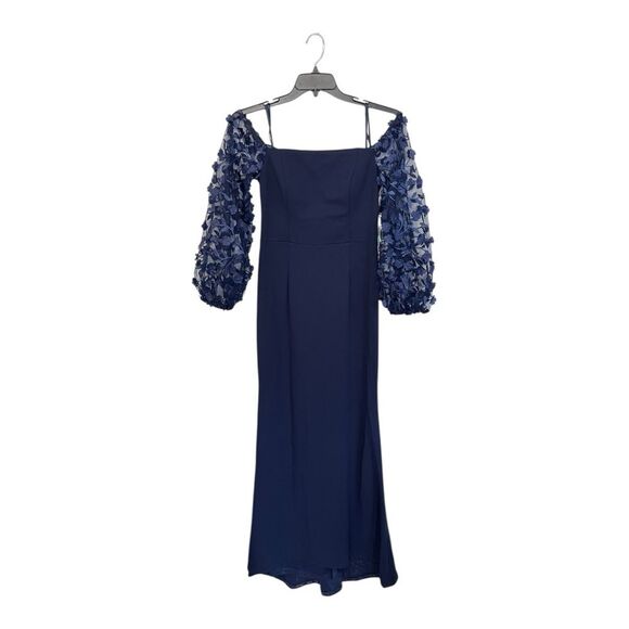 NWT Eliza J | Balloon 3/4 Floral Applique Sleeve Sheath Round Neck Dress Gown 8 - Picture 5 of 15